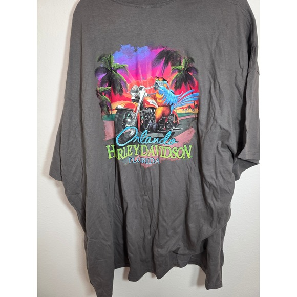 Harley Davidson Orlando Florida Graphic T Shirt Men's 5XL Gray Parrot Motorcycle - Picture 4 of 5
